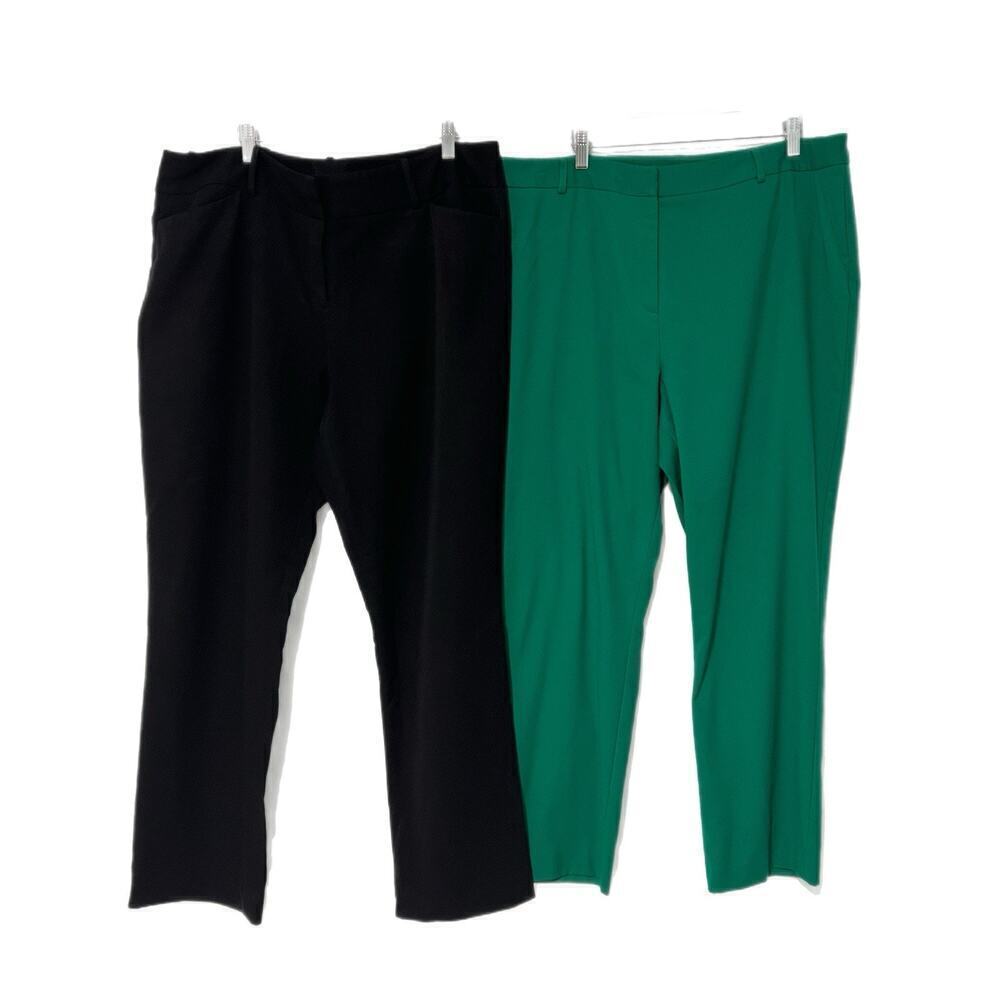 ALEX MARIE Dress Pants Womens Size 18 Lot Of 2 Green Black Wide Leg Stretch HR